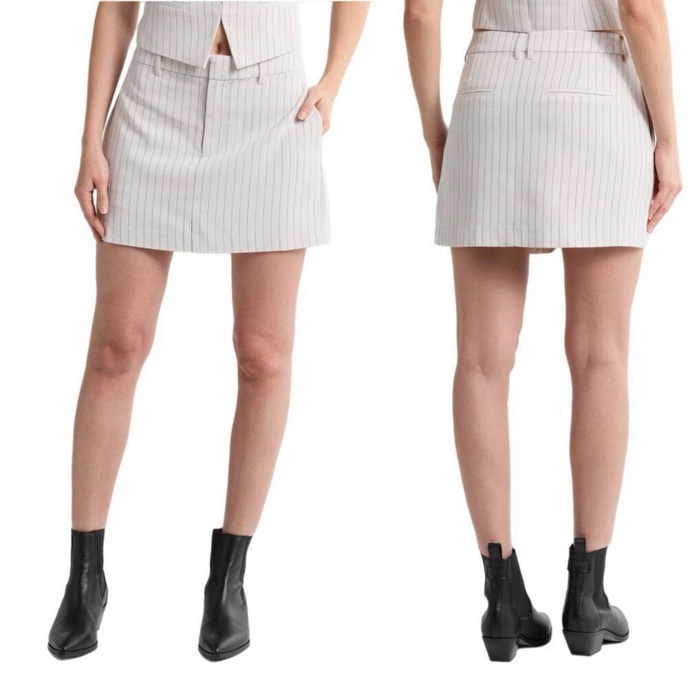 NWT Paige Celestial Pinstripes miniskirt  Travertine color with stripes Size 8